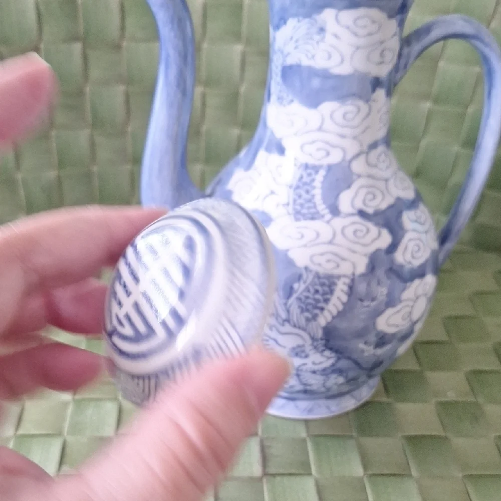 Pier 1 Blue and White Ceramic Teapot
